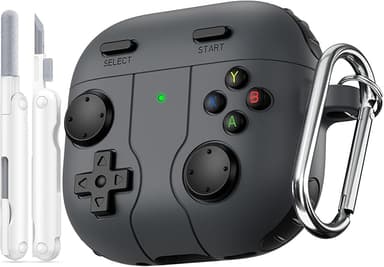 Game Case for AirPods 4 Cover,Classic Cool Funny Shock-Proof Protective Silicone Air Pod 4 Case with Cleaning Kit and Keychain Accessories for Apple Airpods 4th Generation for Men Boy-Black - Image 1