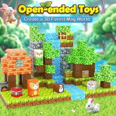 100PCS Magnetic Blocks - Build Mine Magnet World Forest Set, STEM Building Toys for Kids Ages 4-8, Classroom Must Haves Construction Toys, Sensory Toddler Toys Gift for 3+ Year Old Boys & Girls - Image 2