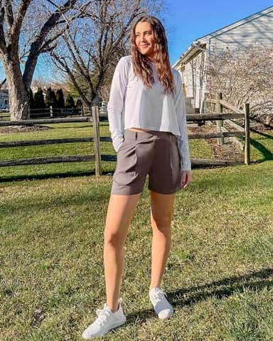 G4Free Taupe Shorts for Women Dressy Casual Summer High Waisted Pleated Wide Leg Tailored Lounge Trouser Shorts(Taupe, M) - Image 3