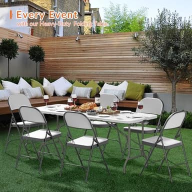 Elevon Folding Table, 6 Feet Heavy Duty Fold-in-Half Utility Table Indoor Outdoor for Camping, Picnic, Party - Image 2