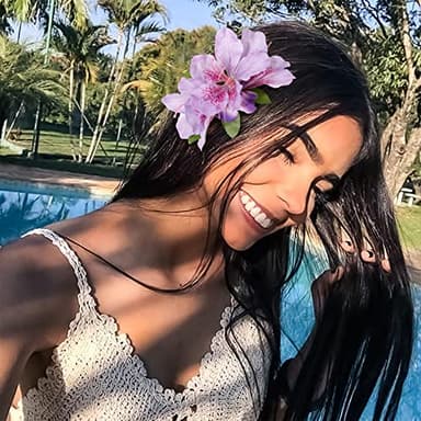 HAIMEIKANG Hair Clip, 3 Pieces Hawaiian Flower Hair Pins - Artificial Tropical Flower Hair Accessories for Women in White, Yellow, Purple (3 Count, 1 Package) - Image 3