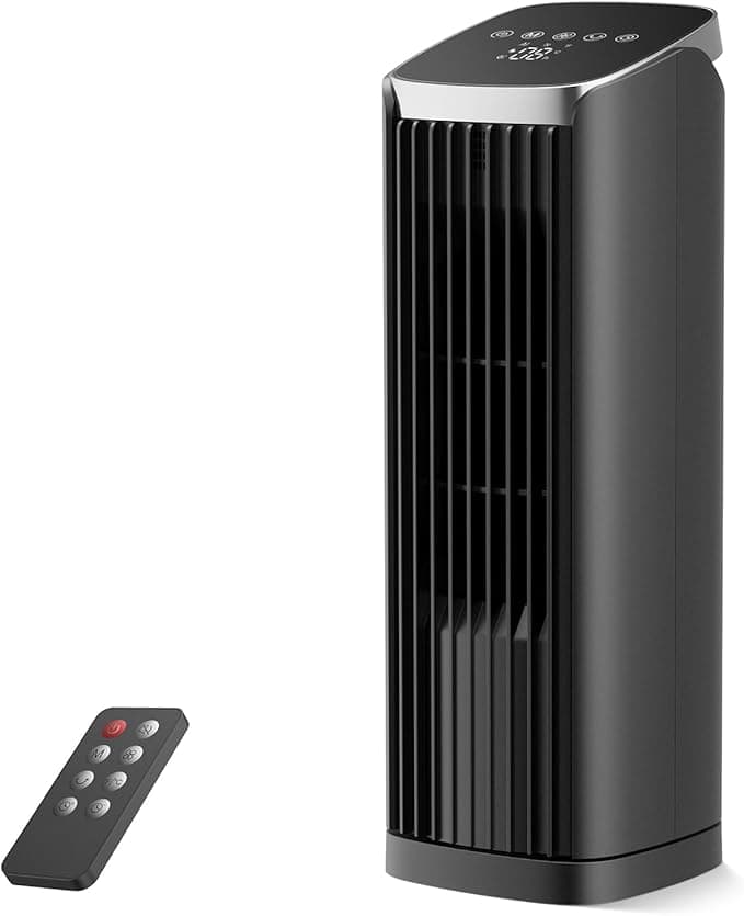 Fan for Bedroom, 13" Tower Fan with Remote, 4 Modes 4 Speeds Max 24ft/s, 70° Oscillating Desk Fan, 12H Timer Portable Fans, Cooling Fans for Office, Home - Image 1