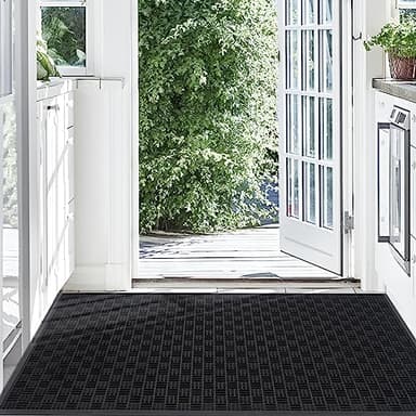 Mibao Front Door Mat, Heavy Duty Durable Welcome Mat for Outdoor Indoor, Dirt Trapper Waterproof Super Absorbent Door Mat for Entryway Outside Patio Porch, 61.5" x 36", Black - Image 7