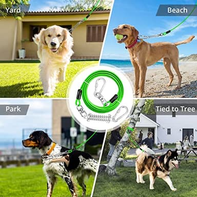 jenico Dog Tie Out Cable, 10/15/20/30/40/50/70/100/150FT Runner Cable with Swivel Hook and Shock Spring, Dog Leash Run Tether for Yard Outdoor and Camping,for Small to Medium Pets Up to 500 LBS - Image 7