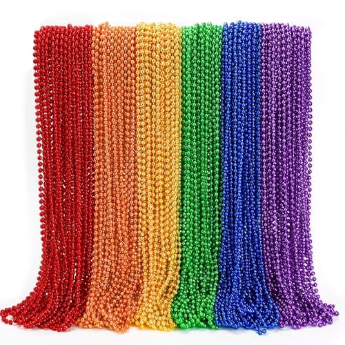 EOBOH Pride Beads Stuff, LGBTQ Necklace Accessories,100PCS 6 Kinds of LGBTQ Metallic Beads Necklaces Bulk, Gay Lesbian Pride Necklace, Costumes Decor for Pride Month Parade Throws Party Favors - Image 1