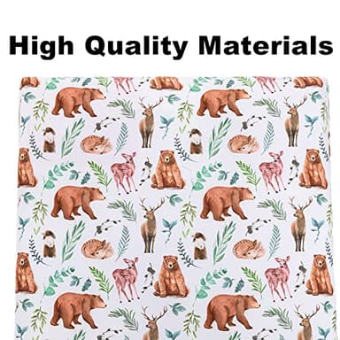 4 Pack Woodland Forest Animals Wood Neutral Unisex Fitted Baby Crib Sheets Set for Baby Boys or Girls - Image 4