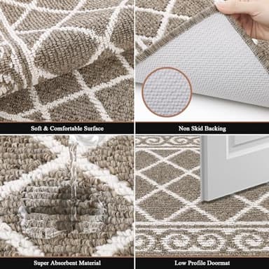 HEBE Indoor Door Mat 24''x36'' Non Slip Front Door Welcome Mats Washable Shoe Mats Dirt Trapper for Entryway Low Profile Kitchen Carpet for Entrance Hallways Entrance Mat for Dogs - Image 4
