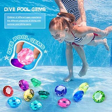 Diving Gem Pool Toy 10PCS DISHIO Big Colorful Diamond Diving Toy with Treasure Box Chest Pirate Pool Toys for Kids Toddlers Underwater Sinking Dive Gemstone for Swimming Bath Birthday Party Decoration - Image 4