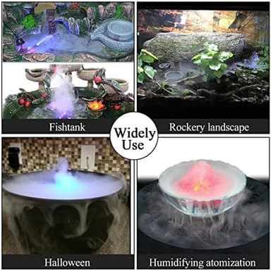 AGPTEK Mist Maker Fogger Water Fountain Pond Fog Machine Atomizer Air Humidifier with 12 LED Light Color Change for Office Home Room Car, Black - Image 5