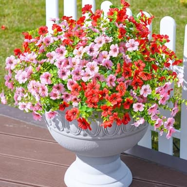 Ivydale Artificial Faux Flower Plants for Outdoor Outside Spring Summer Decoration, Faux Silk UV Resistant Look Real Colorful Daisy Bundles for Planter Front Door Porch Patio Window Box - Image 1