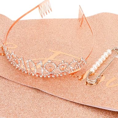 CIEHER 101th Birthday Decorations for Women: Crown, Sash, Pearl Pin - Fabulous 101st Birthday Tiara - Image 8