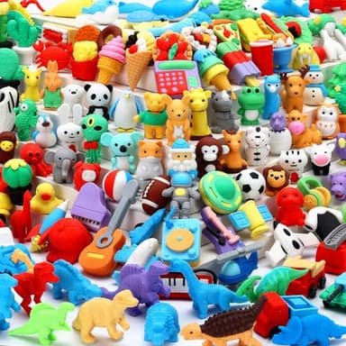 URSKYTOUS 120Pcs Animal Erasers Bulk Cute Food Erasers Desk Pets Kids Puzzle Eraser Take Apart Cool 3D Eraser Mini Fun Party Favors for School Supplies Classroom Rewards Easter Egg Fillers Gifts - Image 1
