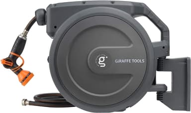 Giraffe Tools AW30 Garden Hose Reel Retractable 1/2" x 100 ft Wall Mounted Water Hose Reel Automatic Rewind, Any Length Lock, 100 ft, Dark Grey - Image 2
