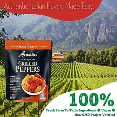 Amore Vegan Bell Peppers - Non GMO Certified Ready-to-Eat Herb Infused Vegetables In Resealable Bags 4.4Oz (Pack of 10) - Image 2