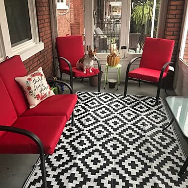 URBEST Outdoor Camping Mats Rugs Reversible Waterproof RV Deck Porch Plastic Rugs Black-White 4x6 Feet - Image 3