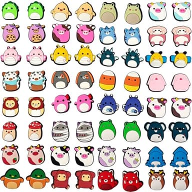 stino 66 Pieces Cute Paired Shoe Charms Set, Kawaii Cartoon Animal Shoe Decoration (Cartoon Animal(66Pcs)) - Image 1
