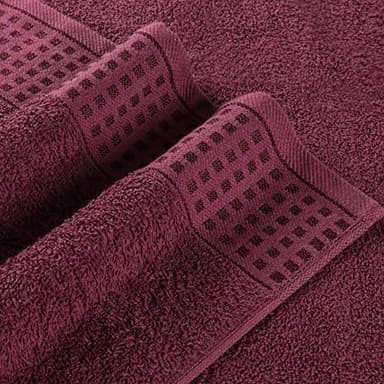 GLAMBURG 100% Cotton 2 Pack Oversized Bath Towel Set 28x55 Inches, Ultra Soft Highly Absorbant Compact Quickdry & Lightweight Large Bath Towels, Ideal for Gym Travel Camp Pool - Burgundy - Image 2
