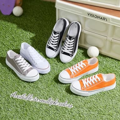 Adokoo Canvas Tennis Shoes for Women Low Top Casual White Black Sneakers for Women Lace Up Fashion Comfortable Walking Shoes (Black,8) - Image 5