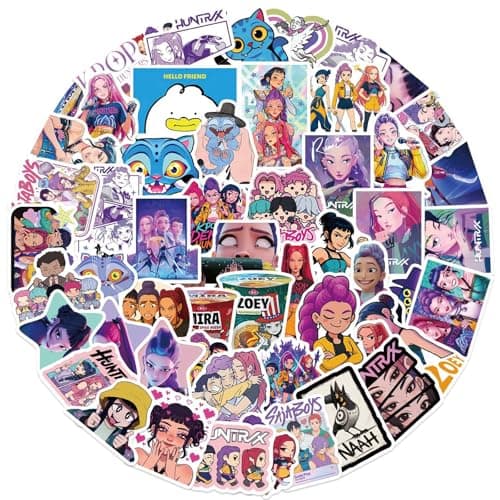 60Pcs Demon Movie Hunters Stickers, Korean Idol Sticker Anime Style Stickers for Water Bottles, Huntrx, Saja Boys, Jinwoo, Rumi, Tiger, Zoeystery, Miromabby Decal Gifts for Kids Men and Women (Demon) - Image 1