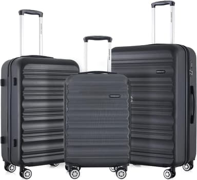 Luggage Set with Spinner Wheels and TSA Lock, 3 Pieces Expandable Hardside Suitcase for Travel, Hardshell Luggage Sets, 20", 24", 28", Black - Image 2