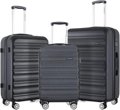 Luggage Set with Spinner Wheels and TSA Lock, 3 Pieces Expandable Hardside Suitcase for Travel, Hardshell Luggage Sets, 20", 24", 28", Black - Image 1