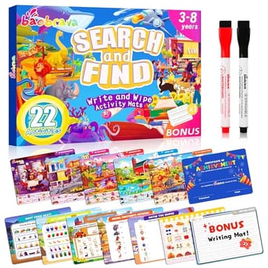 Baobrava Search and Find Game Books - Preschool Learning Activities for Kids Age 3-8, Travel Games for or Road Trip Car Airplane, Educational Seek Activity Birthday Gifts for Boys and Girls - Image 1