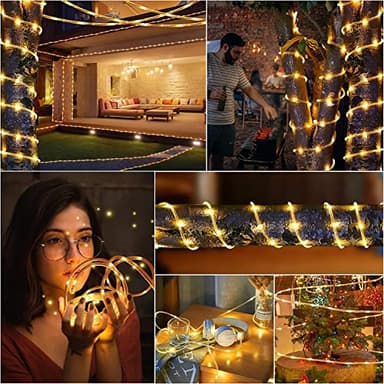 66Ft Rope Lights, 200 LED Waterproof Rope Light, Rope Lights Outdoor Indoor, Rope lighting for Patio, Pool, Bedroom, Living room, Landscape Lighting and Christmas Tree Decorations (Warm White) - Image 5