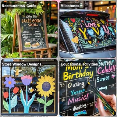 Belenova Liquid Chalk Markers Erasable Set of 12 Colors, Neon Liquid Chalk Pens for Chalkboard, Chalk Markers for Blackboard Fine Tip for Whiteboard, Glass, Windows, Mirrors, Restaurant Menu & Signs. - Image 7