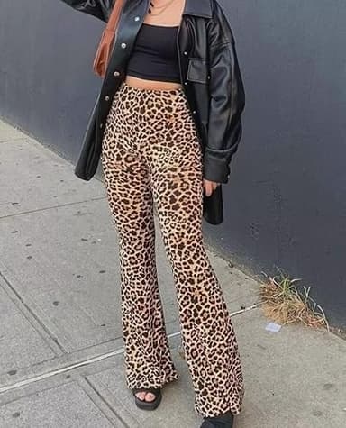 KDF High Waisted for Women Nashville Outfits Bell Bottom Jeans Leopard Print Jeans,Size 10,Leopard Print - Image 3