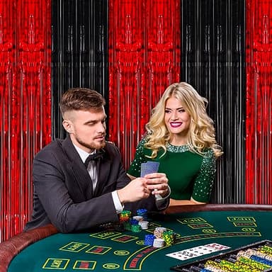 Voircoloria 2 Pack 3.3x8.2 Feet Red and Black Foil Fringe Backdrop Curtains, Tinsel Streamers Birthday Party Decorations, Fringe Backdrop for Graduation, Movie Night, Horror Party - Image 6