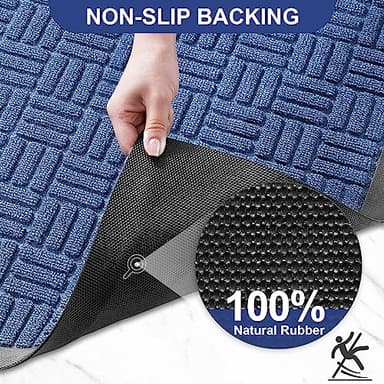 Mibao Front Door Mat, Heavy Duty Durable Welcome Mat for Outdoor Indoor, Dirt Trapper Waterproof Super Absorbent Door Mat for Entryway Outside Patio Porch, 29.5" x 17", Blue - Image 5