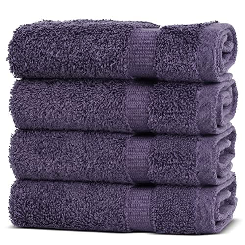 Chakir Turkish Linens | Hotel & Spa Quality 100% Cotton Premium Turkish Towels | Soft & Absorbent (4-Piece Washcloths, Plum) - Image 1
