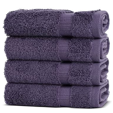 Chakir Turkish Linens | Hotel & Spa Quality 100% Cotton Premium Turkish Towels | Soft & Absorbent (4-Piece Washcloths, Plum) - Image 1