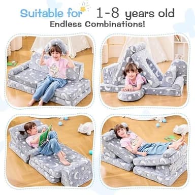 IFNOW Modular Kids Play Couch,Toddler Couch Kids Sofa,Child Sectional Sofa,Bedroom and Playroom Furniture for Toddlers,Convertible Foam and Floor Cushion for Boys and Girls,Glow in The Dark,Star - Image 3