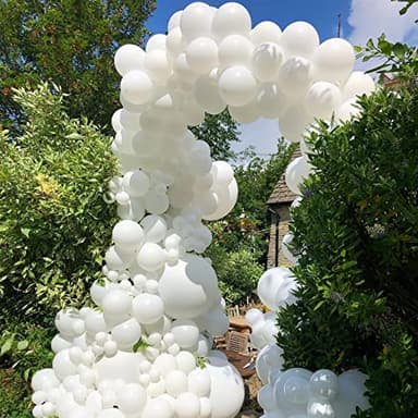 NISOCY White Balloons,102PCS 18In 12In 10In 5In White Latex Balloons Arch Garland for Wedding,Bride Engagement, Festival Picnic, Birthday,White Theme Anniversary Christmas Decoration - Image 8