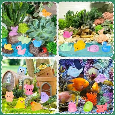 200pcs Luminous Mini Resin Animals 30 Types Miniature Resin Animal Figurines to Hide Bulk Glow in The Dark Tiny Ducks Frogs Small Cat Bunnies for Fairy Garden Micro Landscape Dollhouse Accessories - Image 6