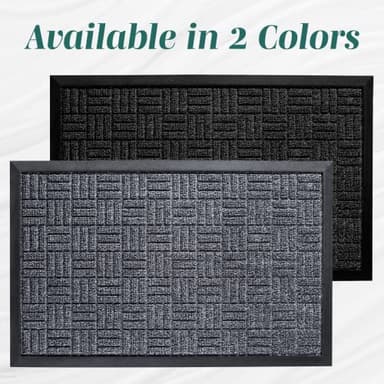 Front Door Mats, 2 Pc Set, 29.5 x 17, All Weather Entry and Back Yard, Indoor and Outdoor Safe, Slip Resistant Rubber Backing, Absorbent and Waterproof, Dirt Trapping Rugs for Entryway - Image 9
