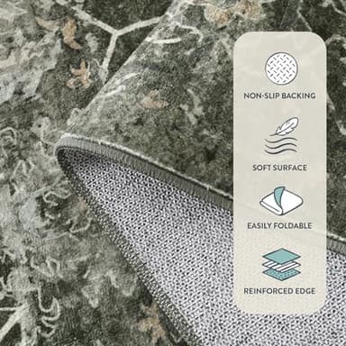 Lahome Boho Green 8x10 Area Rugs Living Room Rugs,Washable Bedroom Rug 8x10 Under Bed,Distressed Soft Non Slip Low Pile Indoor Dining Room Rug for Home Office Playroom(8'x10',Green) - Image 6