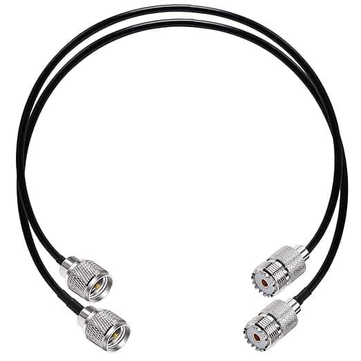 TUOLNK Mini UHF Male to UHF Female Extension Cable Mini Male Plug to SO239 PL259 Female Jack Coax Jumper Cable RG58 for CB Radio Antennas 20inch(50cm) 2Pcs - Image 1