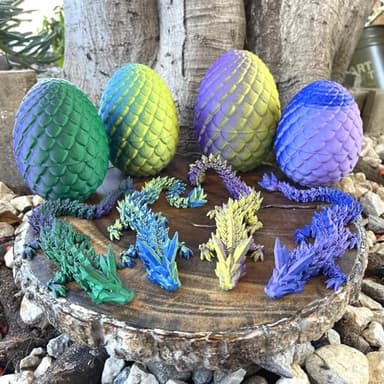 HEFANDAISHU 3D Printed Dragon with Dragon Egg,12inch Flexible Dragon Toy with Articulated Dragon Inside Fidget Toys for Autism/ADHD Easter Toys Gifts(PurpleBlue) - Image 8