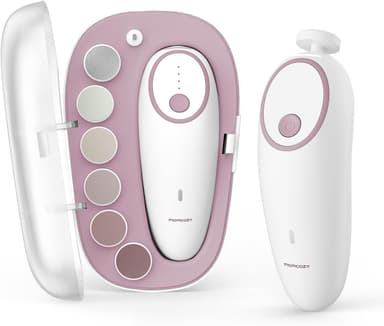 Momcozy Baby Nail File Electric, Gentle Baby Nail Trimmer Electric, Baby Nail Clipper with Night Light, 7 Grinding Head Replacement Pads, Pink - Image 2