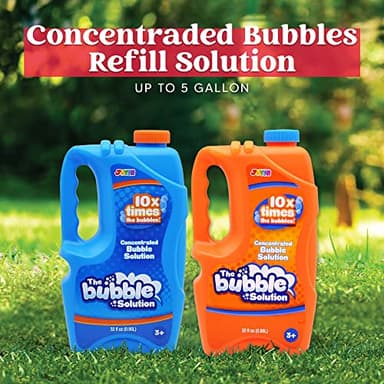 JOYIN 2 Bottles Bubbles Refill Solutions 64 oz (up to 5 Gallon), Concentrated Solution for Bubble Machine, Gun, Wand Refill Fluid Summer, Easter Toys(Orange+Blue) - Image 3