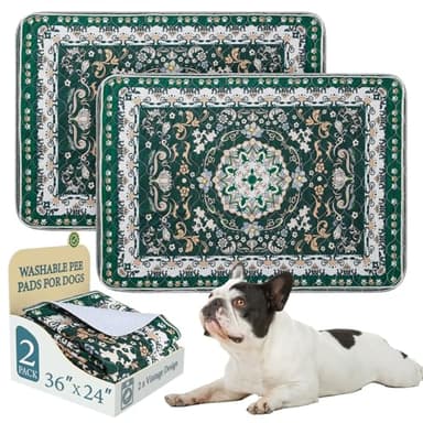 Homimp Washable Pee Pads for Dogs, 2 Pack Reusable Puppy Pads Waterproof, Absorbent and Leakproof Dog Pee Pads, Non Slip Puppy Training Pads, Pet Mat for Floor, Crate, Couch, Whelping,Green, 24"x36" - Image 1