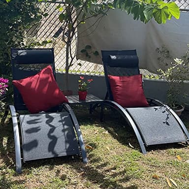PURPLE LEAF Patio Chaise Lounge Set of 3 Outdoor Lounge Chair Beach Pool Sunbathing Lawn Lounger Recliner Chiar Outside Tanning Chairs with Arm for All Weather, Side Table Included, Black - Image 11