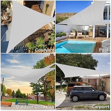 Amagenix Sun Shade Sail 12'X12'X17' Curved Edge Outdoor Shade Canopy Light Grey Breathable 95% UV Block Shade Cloth for Patio Garden Backyard (We Make Custom Size) - Image 6