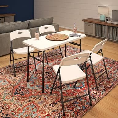 COSCO Solid Resin Folding Chair, 4-Pack, White - Image 7