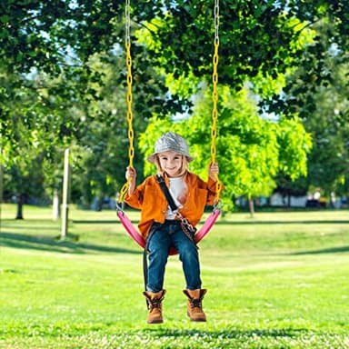 TURFEE 2 Packs Heavy Duty Swing Seat, Swing Set Accessories Replacement with 4 Snap Hooks for Kids Outdoor Play Playground, Trees, Swingsets, Playground(Pink) - Image 5