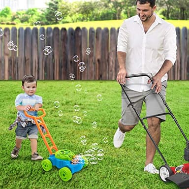ArtCreativity Bubble Lawn Mower for Toddlers 1-3, Kids Bubble Machine for 1 Year Old Boy Gifts, Bubbles Blowing Push Toys for Kids, Summer Outdoor Gardening Toys for Birthday Gifts Boys & Girls - Image 5