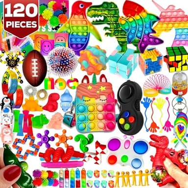120 Pcs Fidget Toys Pack, Pop Sensory Party Favors Set Gifts for Kids Adults Boy Girl Stocking Stuffers Autistic Bulk Goodie Bag Filler Treasure Box Classroom Prizes School - Image 1