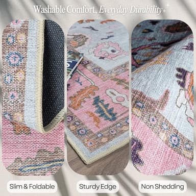 Fame Rugs Modern Oushak Rug. Vintage Turkish Oriental Inspired Small Area Rugs. Doormat Luxury Living Room Bedroom Bathroom Kitchen Entry 2' x 3' - Image 3